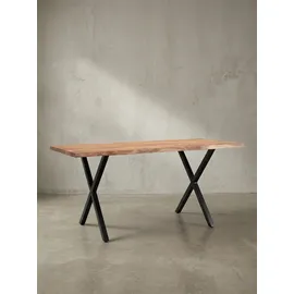 KADIMA DESIGN Schreibtisch XL Professional 180x90 Akazie Massiv Goldbraun-Schwarz Baumkante Büro Design Kreta Kollektion Kadima Design