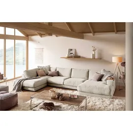 KAWOLA Wohnlandschaft U-Form Madeline Cord Longchair links cremeweiß
