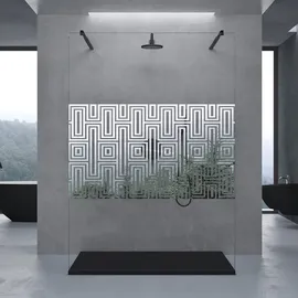 doporro Duschwand Duschtrennwand 140x200 Walk-In Dusche schwarz mit Doppel-Stabilisator aus Echtglas 10mm ESG-Sicherheitsglas Klarglas mit Labyrinth