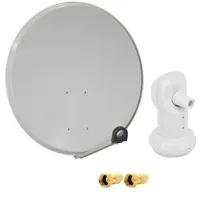 PremiumX PXS45 Satelliten-Schüssel 45cm Stahl Hellgrau Single LNB für