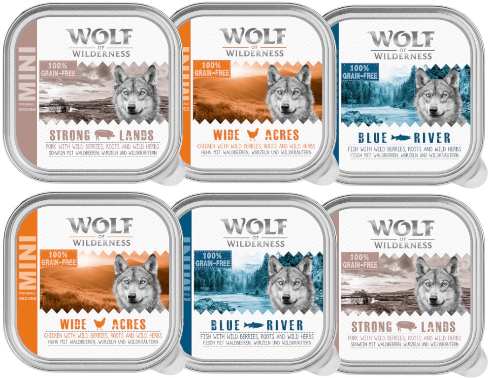 6x150g Pouch Mix-Paket Wolf of Wilderness Adult