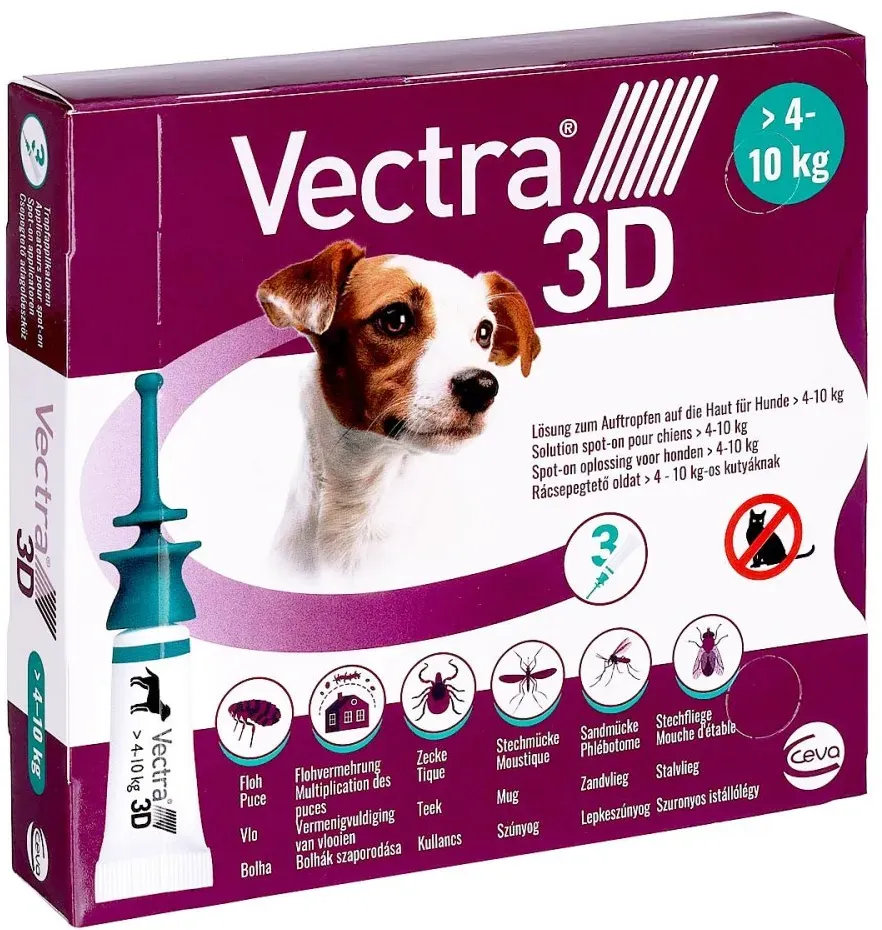 Vectra 3D Lösung gegen Zecken & Flöhe für Hunde 4-10 Kg