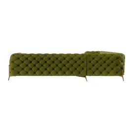 s-style möbel Chesterfield Eckcouch Samt 3-Sitzer Grün
