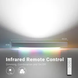 lqwell LQWELL® LED Deckenleuchte Dimmbar mit Fernbedienung, 32W 3400LM 3000-6500K RGB LED Deckenlampe, Runde Flache Deckenbeleuchtung IP44 , 400 * 40mm