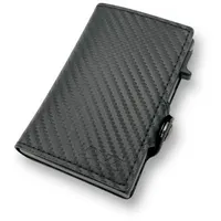 venzzi® Slim Wallet Herren Geldbörse in Carbon mit RFID-Schutz, Münzfach und Kartenetui, Portemonnaie Herren, Portmonee, Kartenportmonai Herren (Schwarz)