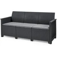 Allibert Gartenlounge-Bank Keter Gartensofa "Emma" 3er Sofa, graphit (0-St)