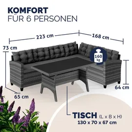 CASARIA Ecklounge Set Polyrattan grau