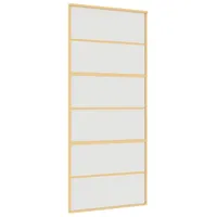 vidaXL Schiebetür Golden 90x205 cm Matt ESG-Glas und Aluminium