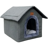 Whiwhi Hundehütte Hundehöhle mit Abnehmbarem Plüschkissen Katzenhöhle Haustierhaus Warmes Und Gemütliches Hundehaus Katzenhaus 45x40x45cm