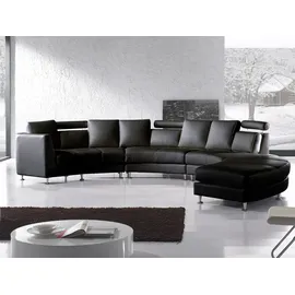 Beliani Halbrundes Sofa ROTUNDE Echtleder Schwarz 7-Sitzer