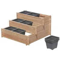 Gartenpirat Stufenbeet Holz Lärche Hochbeet dreistufig mit 9X Pflanzkasteneinsatz