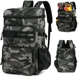 Outplea Taktischer Kühlrucksack, 30L Isoliert und Auslaufsicher Rucksack Kühler für 30 Dosen, Tragbare Weiche Thermo Picknicktasche für Tagesausflüge Camping Strand Picknick, Graue Tarnung