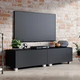 4housedesign® TV Board Lowboard Hängend | Fernsehschrank tv Sideboard Wohnzimmer | Lowboard Wohnzimmer fernsehregal tv Board Hängend tv Shrank tv 55 Zoll - TV Lowboard Schwarz Mat 200cm