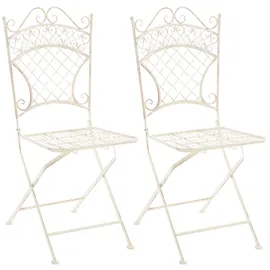 CLP Eisen-Klappstuhl Adelar Gartenstuhl 2er Set 0 x 0 x 0 cm antik-Creme