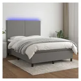 vidaXL Boxspringbett mit Matratze & LED Dunkelgrau 140x200 cm Stoff