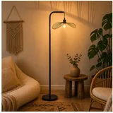 Nettlife Stehlampe Schwarz Vintage Bogenlampe Fußschalter Leselampe aus Metall E27, ohne Leuchtmittel, für Wohnzimmer Schlafzimmer Büro schwarz