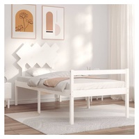 vidaXL Bett Seniorenbett mit Kopfteil Weiß Massivholz weiß 95.5 cm x 195.5 cm x 81 cm