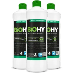 BiOHY Ultraschallreiniger, Ultraschallbad Reiniger, Ultraschall Reinigungsmittel, Reiniger für Ultraschallgerät 3er Pack (3 x 1 Liter Flasche)