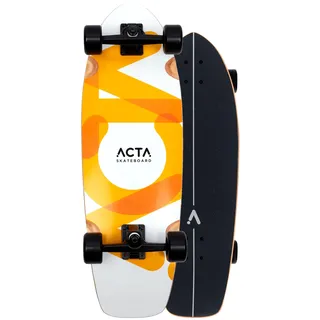 ACTA Surfskate Overlap 31" – Orange & Weiß – 7-lagiges Ahorn-Surf-Skateboard – Ideal für Anfänger und Fortgeschrittene – Für Pumptrack, Cruising und Urban Carving