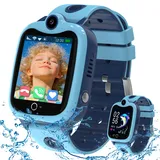 4G Smartwatch Kinder mit GPS und Telefon, Wasserdicht GPS Handy Uhr Kinder Smartwatch mit Videoanruf Anruffunktion IP68 SOS Spiel Voice Chat Wecker Schulmodus, Geschenk für Jungen Mädchen Student