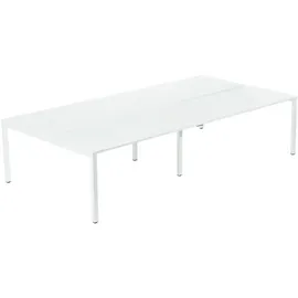 Paperflow easyDesk Doppelschreibtisch weiß rechteckig, 4-Fuß-Gestell weiß 280,0 x 166,0 cm