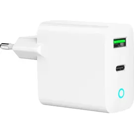 Gembird 2-Port 20W mit LED-Anzeige, Typ C - A - Weiß