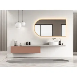 Hoko LED Badspiegel Bogen Beschlagfrei 50x90 cm / 90x50 cm San Diego mit Goldener Metallrahmen, HOCH+QUER Montage. Arch+Touch Schalter+Licht Wechsel - Gold