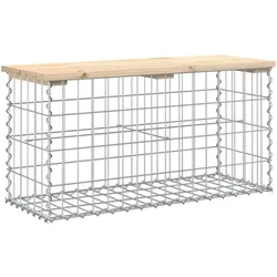 DELUKE® Gartenbank Gabionen BIKS aus Stahl 83x31,5x42cm Kiefernholz Natur Gabionenbank Gartentisch aus Gabionen Steinkorb Gabionengitter