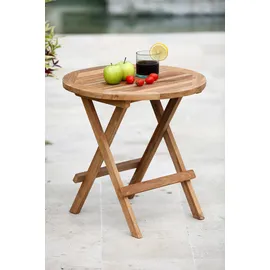Garden Pleasure Beistelltisch MITAN Ø 50 x 50 cm Braun/Beige
