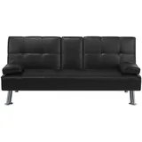 Beliani 3-Sitzer-Schlafsofa, Schwarz, Kunststoff, 168x77x81 cm, Wohnzimmer, Sofas & Couches, Schlafsofas