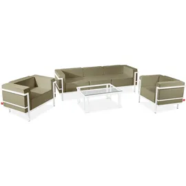 konsimo® TRIGLO Gartenlounge-Set 4-tlg. weiß/beige