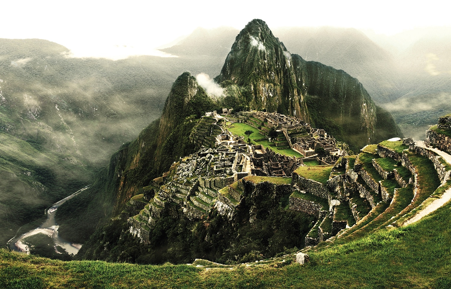 PAPERMOON Fototapete "Machu Picchu" Tapeten Gr. B/L: 5 m x 2,8 m, Bahnen: 10 St., bunt (mehrfarbig) Fototapeten