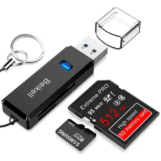Beikell SD Kartenleser, Highspeed USB 3.0 Kartenlesegerät, Card Reader Adapter Speicherkartenleser Unterstützt Micro-SD/TF/SDHC/SDXC/MMC/SD-Karten, Kompatibel mit Windows/Mac/OS usw.