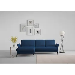 Ecksofa SIT & MORE "Fashion L-Form", blau, B:253cm H:84cm T:165cm, Sofas, wahlweise mit Kopfteilverstellung und Vorziehsitz, motorisch