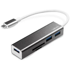 Logilink USB-C Hub 3-Port mit Card Reader Anthrazit