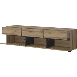 INOSIGN Lowboard INOSIGN "Cross, moderne grifflose TV-Kommode,3 Klappen/3 Schubkästen", braun (wotan eiche, schwarz), B:180cm H:48,2cm T:40cm, FSC-zertifizierter Holzwerkstoff, Melamin, Sideboards, Lowboard, Breite 180 cm, TV-Schrank mit viel Stauraum, TV-Board