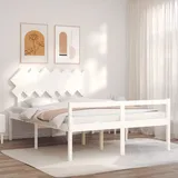 Seniorenbett Mit Kopfteil 140x190 Cm Weiß Massivholz