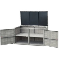 HOMASIS 335L Auflagenbox wetterfest aus PE-Rattan, Aufbewahrungsbox mit Deckel & Doppeltüren, 2-stöckiger Gartenschrank, Auflagentruhe Kissenbox Gartentruhe Gartenbox Outdoor, 115 x 60 x 65 cm (Grau)