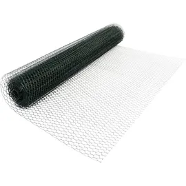 Lemodo Maschendrahtzaun PVC-beschichtet, 25 m lang, Hasendraht für Kleintiergehege, grün - Grün