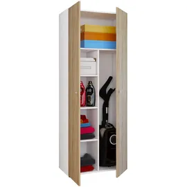 VCM Holz Besenschrank Staubsauger Putzschrank Vandol K 70 x 40 cm Braun/Weiß