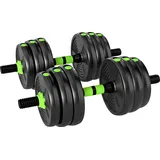 SPORTNOW 3-in-1 Hantelset verstellbar 20 KG Kurzhantel Set Kurzhanteln Langhanteln Hanteln Set Dumbbell mit Verbindungsrohr Kurzhantelset für Krafttraining Zuhause Fitnessstudio   Aosom