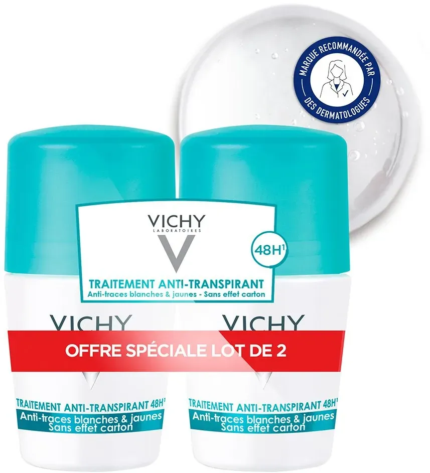 Vichy Antitranspirant Deodorant 48H Roll-On Packung mit 2 Stück