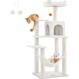 Songmics FEANDREA Kratzbaum, 143 cm, Katzenbaum, mit Hängematte, cremeweiß PCTDE161T01 - Weiß