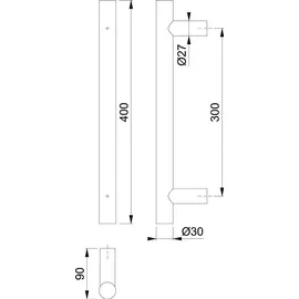 HOPPE Stangengriff E5011 VA Farb-Nr. F69 A. 300mm L.400mm ger.