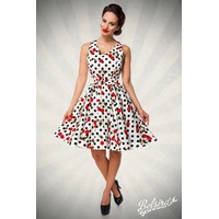 BELSIRA Sommerkleid Retro Kleid Cherry mit Kirschen Cocktailkleid Rockabilly Kleid rot|schwarz|weiß L