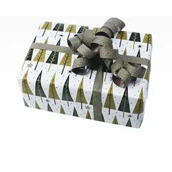 Clairefontaine Geschenkpapierrolle Alliance 60g 50x0,70m, Tannenbäume schwarz/gold - Schwarz & Weiß 201340C