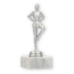 Pokal Kunststofffigur Drill Team silbermetallic auf weißem Marmorsockel 16,8cm