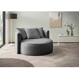 LeGer Home by Lena Gercke XXL-Sessel Isalie Samt/Cord/Bouclé 153 x 98 x 145 cm Grau mit Hocker