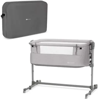 Kinderkraft Beistellbett NESTE UP, Babybetten, Zustellbett, Kinderbett, Kinderreisebett, 2 in 1, Höhenverstellung, mit Zubehör, Matratze, Leichte Konstruktion 9 kg, Grau