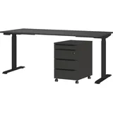 Germania »Mailand, inkl. Schreibtisch (elektr. höhenverstellbar) & Rollcontainer«, (2 tlg.), Breitenvariante wählbar (140-180 cm), Made in Germany